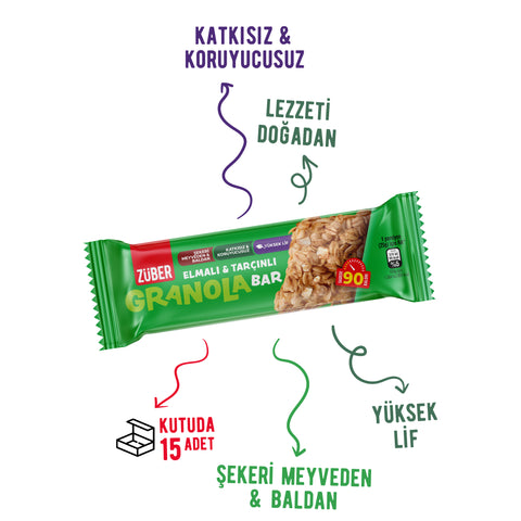 Elmalı & Tarçınlı Granola Bar 25gr X 15 Adet - Züber