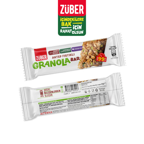 Antep Fıstıklı Granola Bar 25gr X 15 Adet - Züber