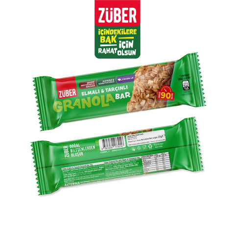 Elmalı & Tarçınlı Granola Bar 25gr X 15 Adet - Züber