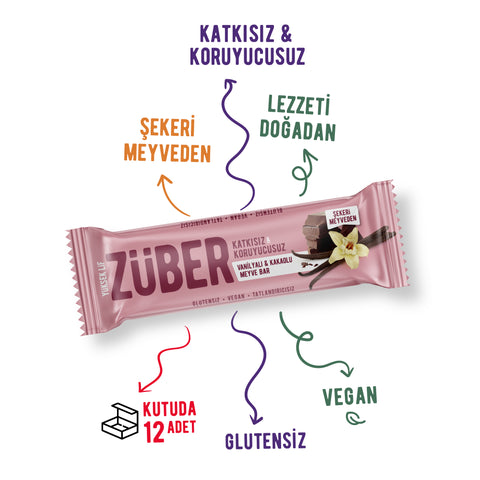 Vanilyalı ve Kakaolu Meyve Bar 40gr X 12 Adet - Züber