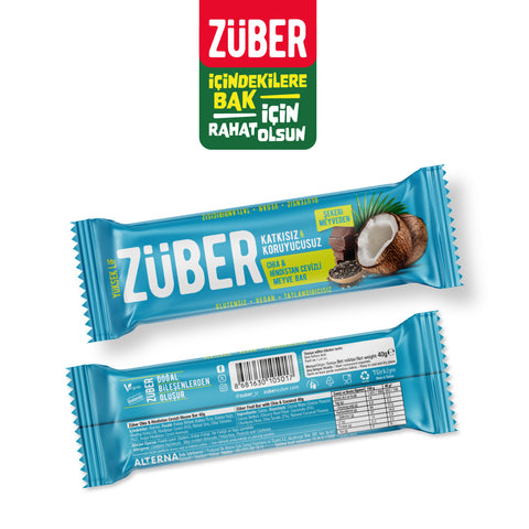 Chia ve Hindistan Cevizli Meyve Bar 40gr X 12 Adet - Züber