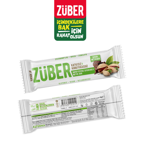 Antep Fıstıklı ve Kakaolu Meyve Bar 40gr X 12 Adet - Züber