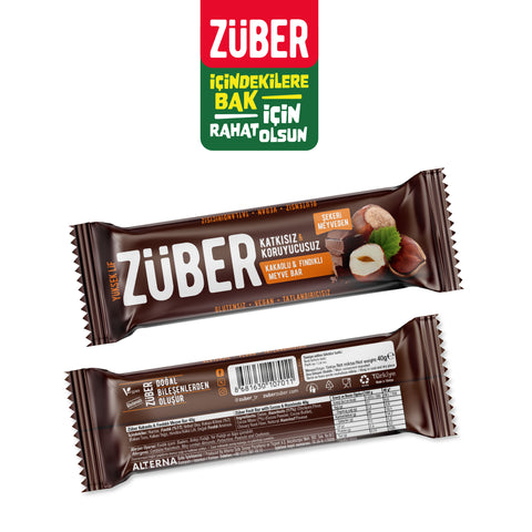 Kakaolu ve Fındıklı Meyve Bar 40gr X 12 Adet - Züber