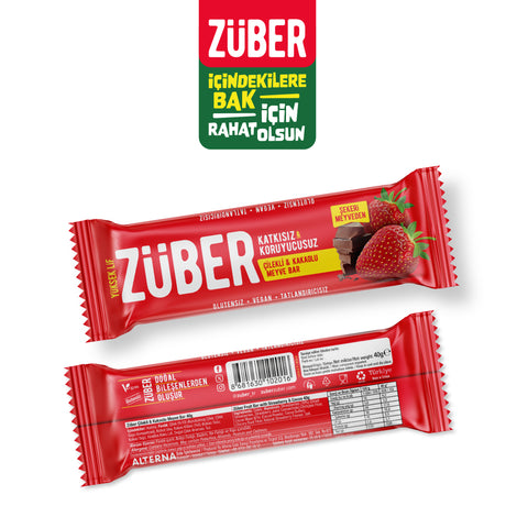 Çilekli ve Kakaolu Meyve Bar 40gr X 12 Adet - Züber
