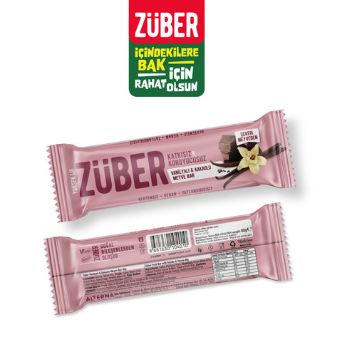 Vanilyalı ve Kakaolu Meyve Bar 40gr X 12 Adet - Züber