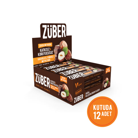 Kakaolu ve Fındıklı Meyve Bar 40gr X 12 Adet - Züber