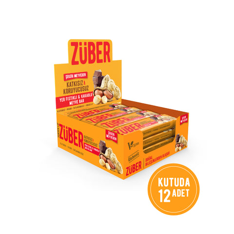 Yer Fıstıklı ve Kakaolu Meyve Bar 40gr X 12 Adet - Züber