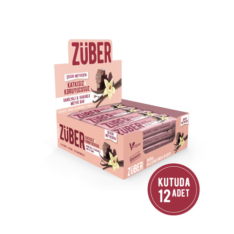 Vanilyalı ve Kakaolu Meyve Bar 40gr X 12 Adet - Züber