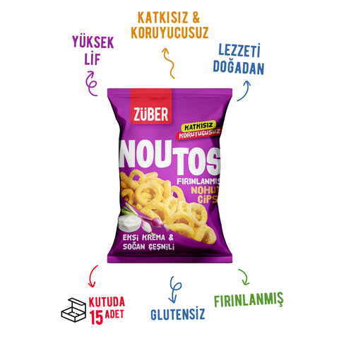 Noutos Nohut Cipsi Ekşi Krema ve Soğan Çeşnili 55gr X 6 Adet - Züber