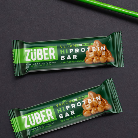 Fıstık Ezmeli Hi Protein Vegan Bar 45gr X 12 Adet - Züber