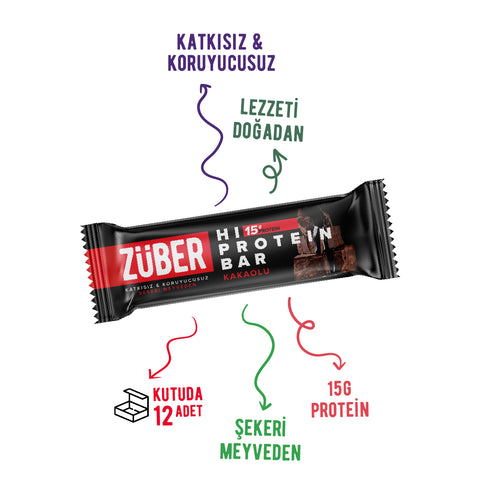 Kakaolu Hi Protein Bar 45gr X 12 Adet - Züber