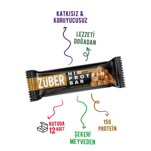 Fıstık Ezmeli Hi Protein Bar 45gr X 12 Adet - Züber