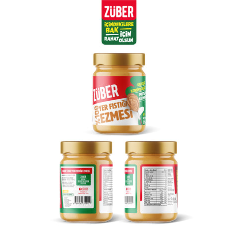 %100 Fıstık Ezmesi 315gr X 3 Adet - Züber