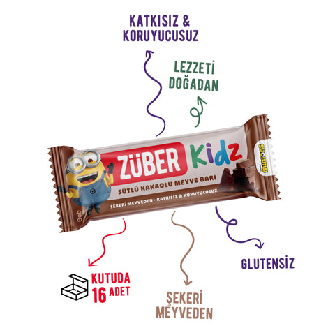 Kidz Sütlü Kakaolu Meyve Bar 25gr X 16 Adet - Züber