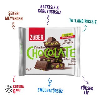 Antep Fıstıklı Sütlü Çikolata 42g x 6 Adet
