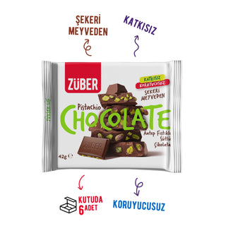 Antep Fıstıklı Sütlü Çikolata 42g x 6 Adet