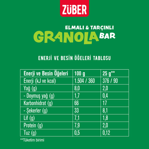 Elmalı & Tarçınlı Granola Bar 25gr X 15 Adet