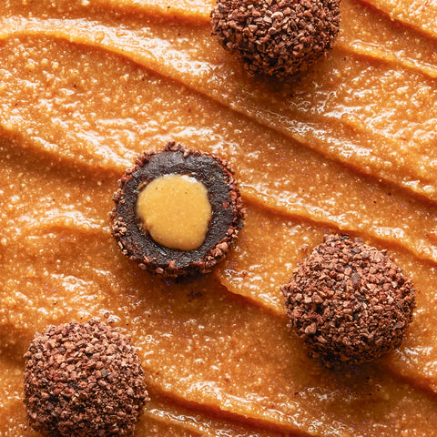 Lokma Double Roasted Hazelnut Paste Filled Fruit Ball Coated with Cocoa Nibs 96g X 6 Pieces