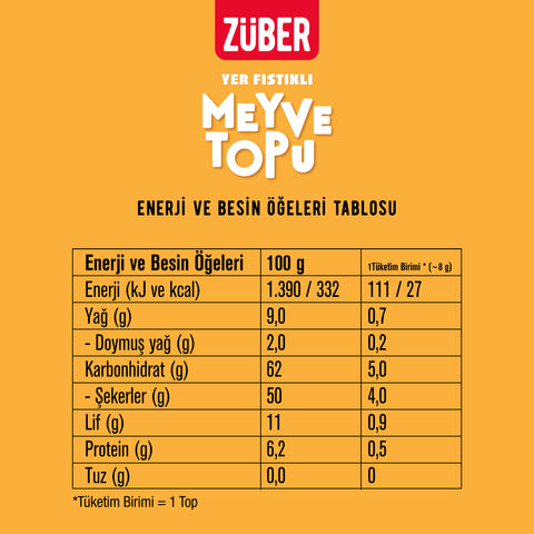 Yer Fıstıklı Meyve Topu 80g x 6 Adet