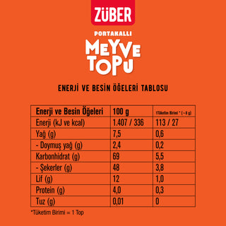 Portakallı Meyve Topu 80g x 6 Adet - Züber