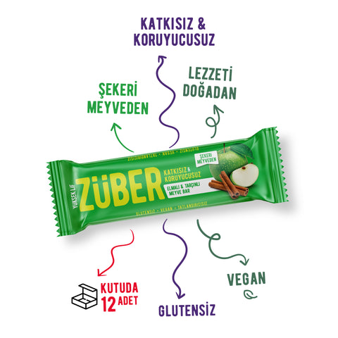 Elmalı ve Tarçınlı Meyve Bar 40gr  X 12 Adet - Züber