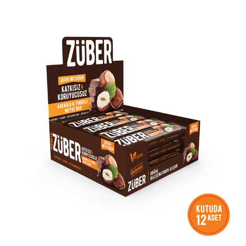 Kakaolu ve Fındıklı Meyve Bar 40gr  X 12 Adet