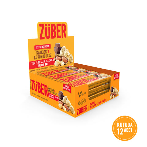 Yer Fıstıklı ve Kakaolu Meyve Bar 40gr  X 12 Adet