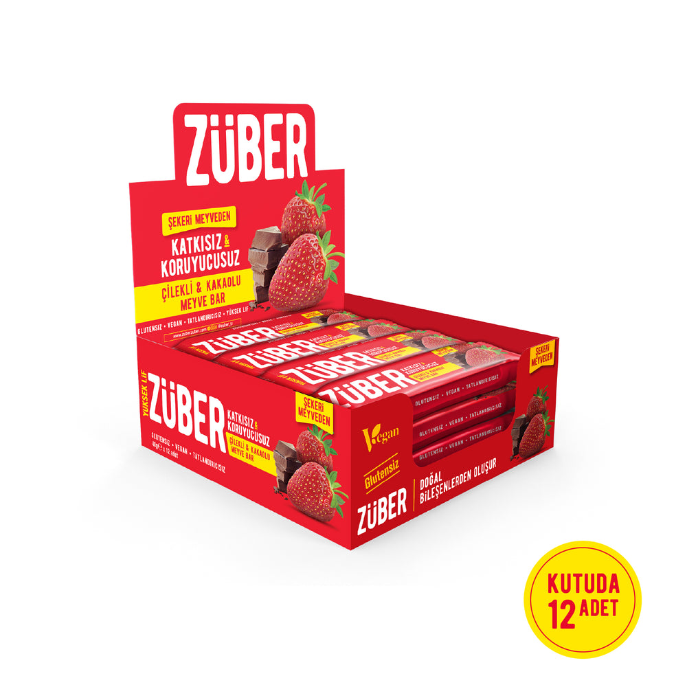 Çilekli ve Kakaolu Meyve Bar 40g x 12 Adet