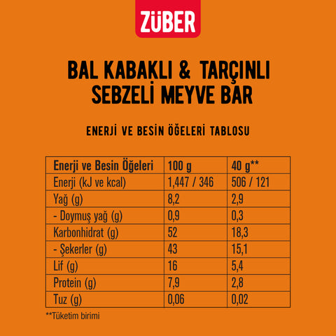 Sebzeli Bar Bal Kabaklı ve Tarçınlı 35g X 12 Adet