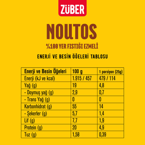 Noutos Nohut Cipsi %100 Yer Fıstığı Ezmeli 55gr X 6 Adet - Züber