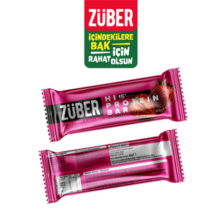 Çilekli Hi Protein Bar 45g x 12 Adet (15g protein) - Züber