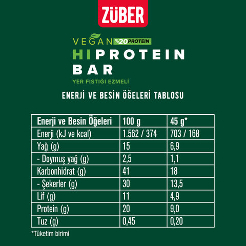 Vegan Hi Protein Bar with Peanut Butter Paste 45g X 12 Pieces