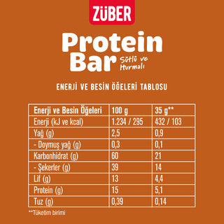 Sütlü Hurmalı Protein Bar X 3 Adet - Züber