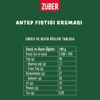 Antep Fıstığı Kreması 200g x 1 Adet + Nutzilla Fındık Kreması Kakaolu 315g x 1 Adet - Züber