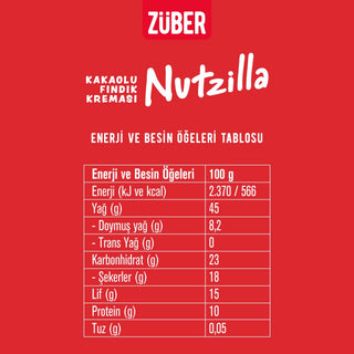 Nutzilla Fındık Kreması 315g x 1 Adet + Nutzilla Kakaolu Fındık Kreması 315g x 1 Adet - Züber