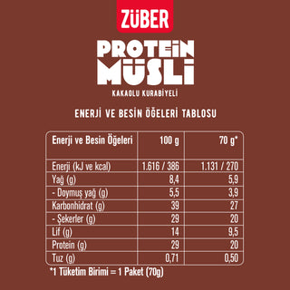 Kakaolu Kurabiyeli Yulaflı Protein Müsli (20g Protein) 70g x 5 Adet