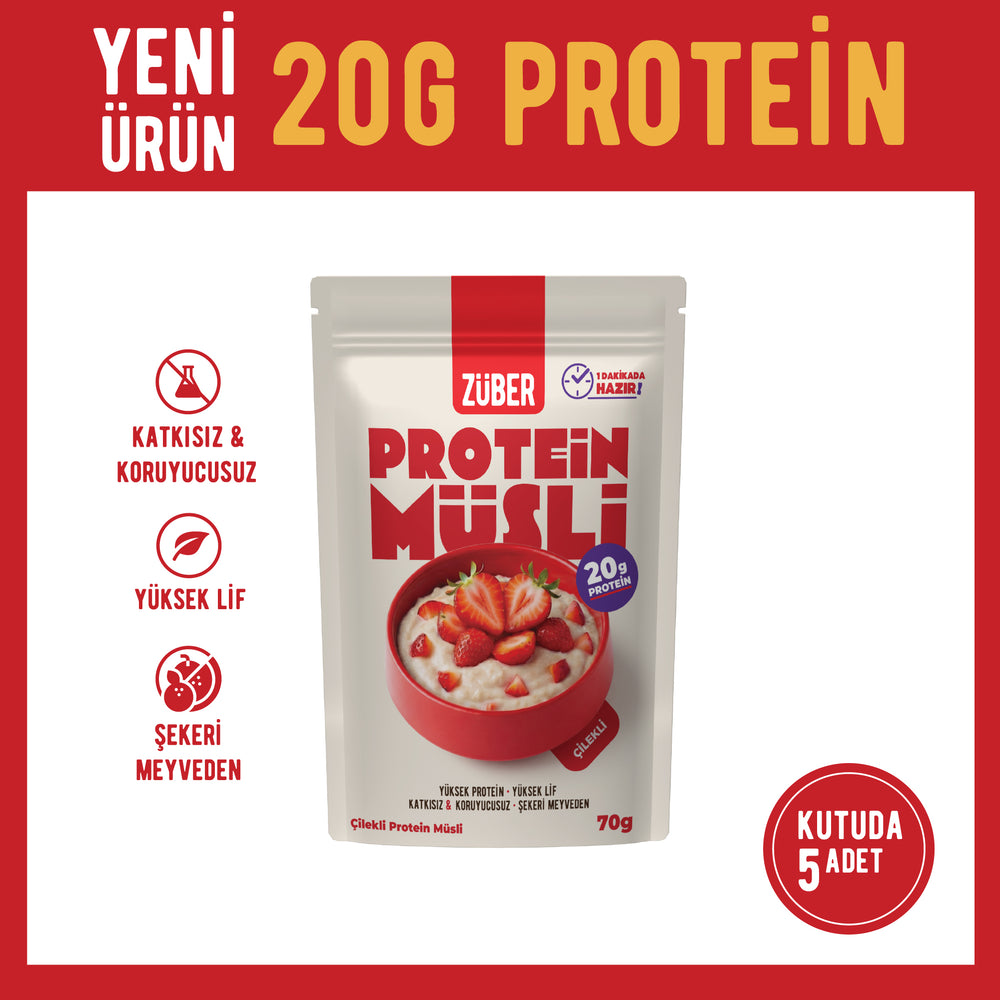 Çilekli Yulaflı Protein Müsli (20g Protein) 70g x 5 Adet