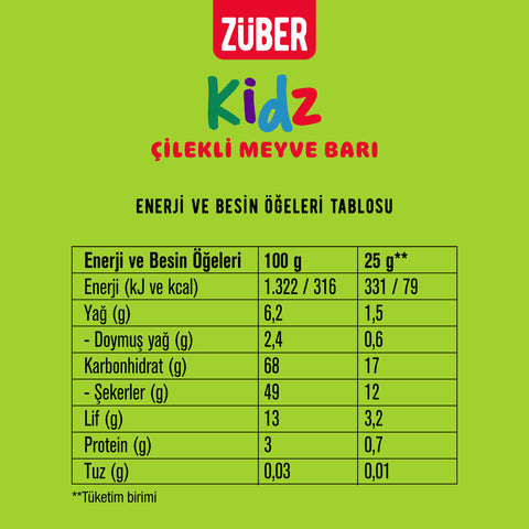 Kidz Çilekli Meyve Bar 25gr X 16 Adet - Züber