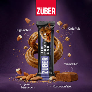 Badem Ezmeli Hi Protein Bar 45g x 12 Adet (15g protein) - Züber