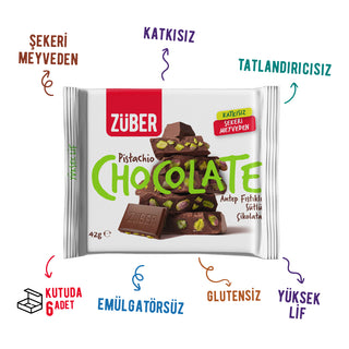 Antep Fıstıklı Sütlü Çikolata 42g x 6 Adet