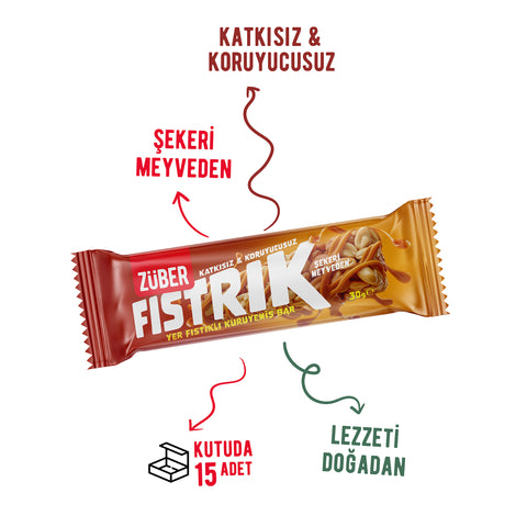 Fıstrık Yer Fıstıklı Kuruyemiş Bar 30g x 15 Adet