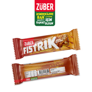 Fıstrık Yer Fıstıklı Kuruyemiş Bar 30g x 15 Adet - Züber