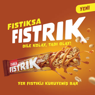 Fıstrık Yer Fıstıklı Kuruyemiş Bar 30g x 15 Adet - Züber