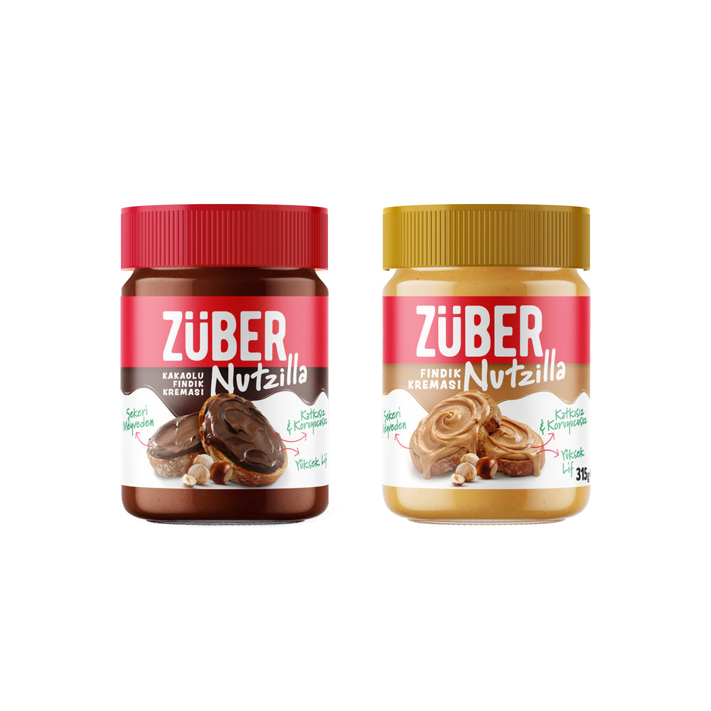 Nutzilla Fındık Kreması 315g x 1 Adet + Nutzilla Kakaolu Fındık Kreması 315g x 1 Adet