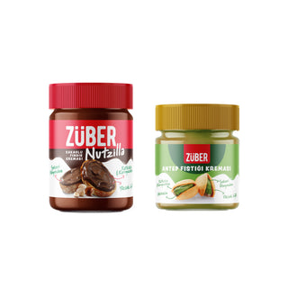 Antep Fıstığı Kreması 200g x 1 Adet + Nutzilla Fındık Kreması Kakaolu 315g x 1 Adet - Züber