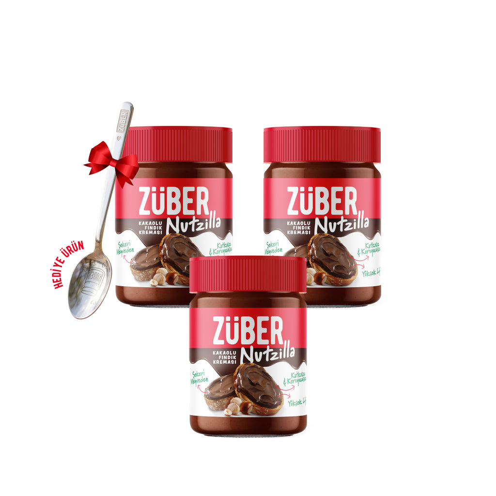 Nutzilla Kakaolu Fındık Kreması 315 g X 3 Adet (Kaşık Hediyeli) – Züber